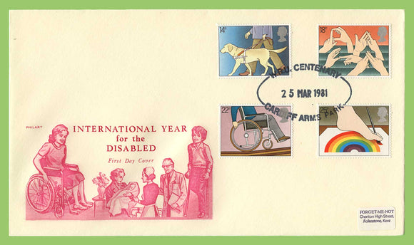 G.B. 1981 Year of Disabled set on Philart First Day Cover, Cardiff Arms Park