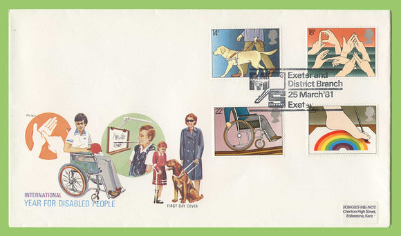 G.B. 1981 Year of Disabled set on Philart First Day Cover, Exeter
