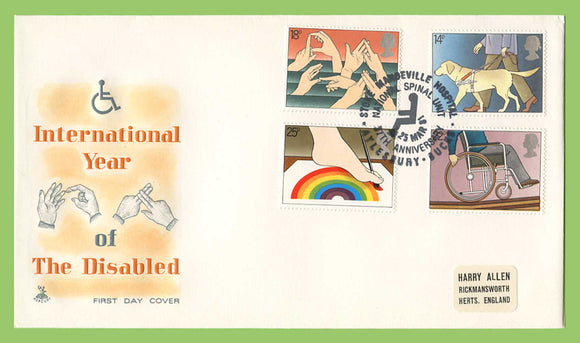 G.B. 1981 Year of Disabled set on Mercury First Day Cover, Stoke Mandeville