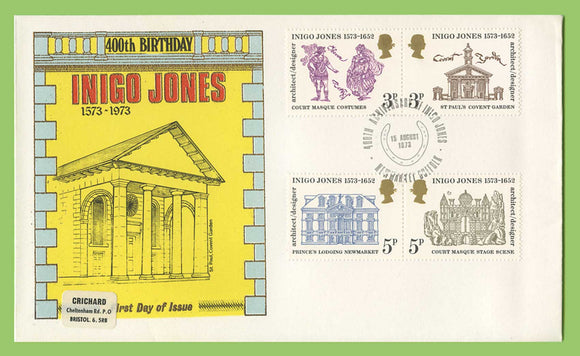 G.B. 1973 Inigo Jones set on Thames Gold First Day Cover, Newmarket