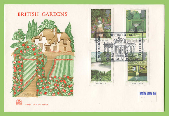 G.B. 1983 British Gardens set on Stuart First Day Cover, Blenheim, Oxford