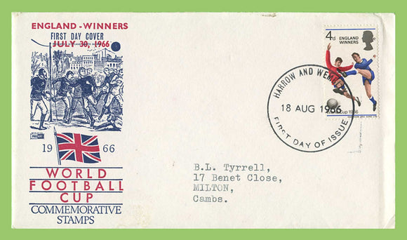 G.B. 1966 World Cup Winners Philart First Day Cover, Harrow & Wembley