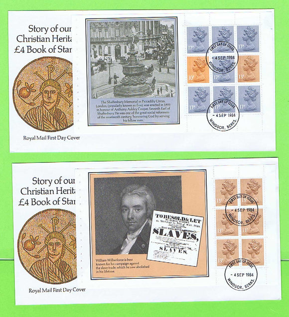 G.B. 1984 Christian Heritage booklet panes on four Royal Mail First Day Covers, Windsor