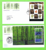G.B. 2000 Treasury of Trees booklet panes on five Royal Mail First Day Covers, Bureau