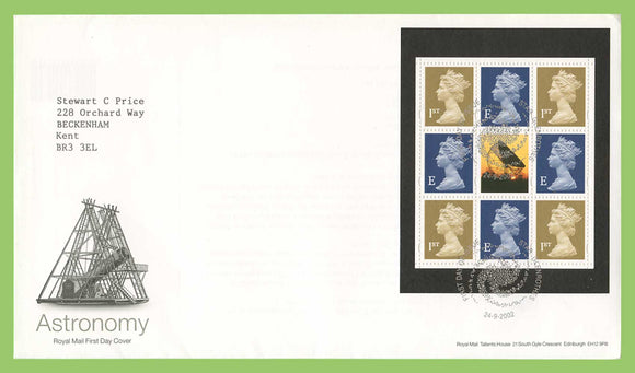 G.B. 2002 Astronomy booklet pane on Royal Mail First Day Cover, Glenrothes