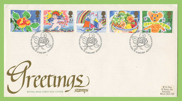G.B. 1989 Greetings set on Royal Mail First Day Cover, Bureau
