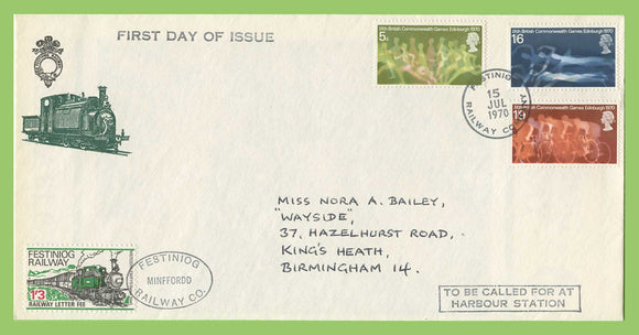 G.B. 1970 Commonwealth Games set on Festiniog Railway Letter Fee First Day Cover