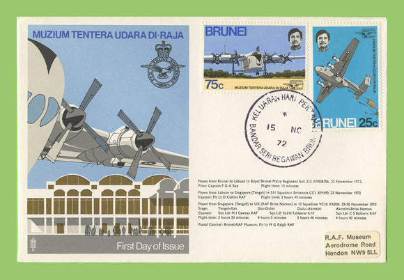 Brunei 1972 Aviation Museum First Day Cover, RAF flown