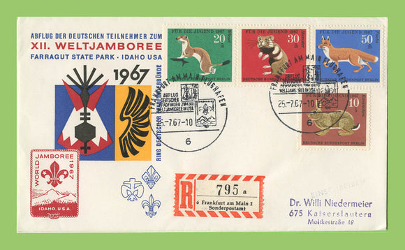 Germany 1967 World Scout Jamboree, Idaho USA reg. cover