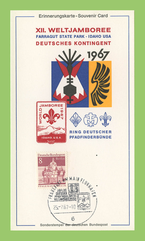 Germany 1967(25.7) World Scout Jamboree, Idaho USA, 8pf, Special Cancel Card