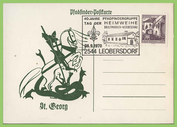 Austria 1970 40th Anniversary of St. Georg Scouts, Leobersdorf special cancel postcard