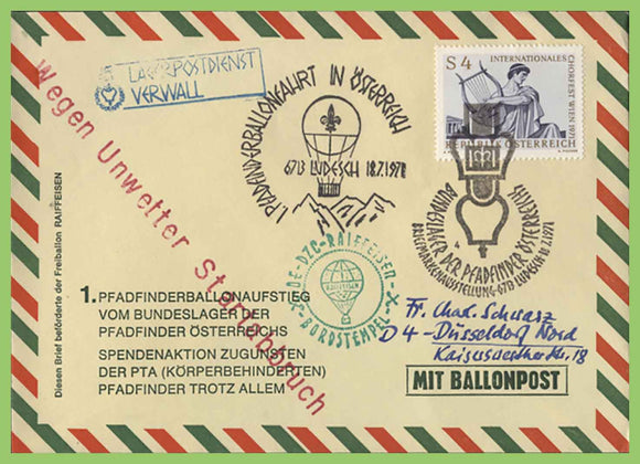 Austria 1971 Scouts Stamp Exhibition/ Ballon Flight, Ludesch, multi cachet cover