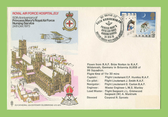 G.B. 1973 RAF Hospital Ely, 5oth Anniversary of Princess Marys Nursing Home, flown cover