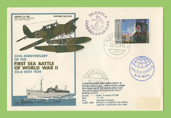 Iceland 1974 35th Anniversary of first sea battle of World War II, Arctic Circle cachet