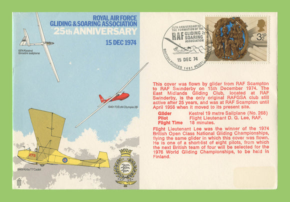 G.B. 1974 RAF Gliding and Soaring Association flown cover (red)
