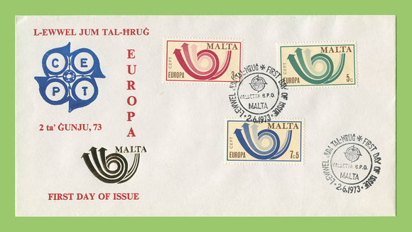 Malta 1973 Europa set on First Day Cover, Valletta