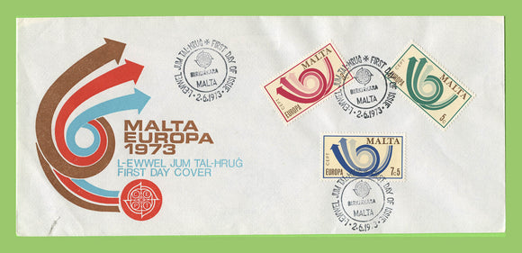 Malta 1973 Europa set on First Day Cover, Birkirkara