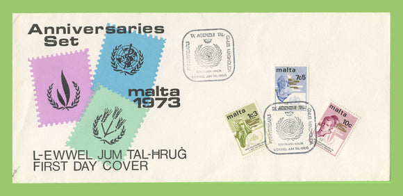 Malta 1973 United Nations set on First Day Cover, Birkirkara