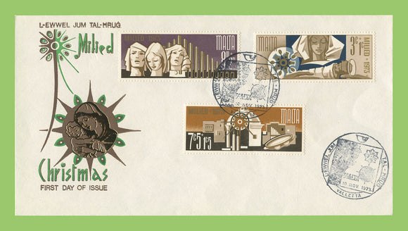 Malta 1973 Christmas set on First Day Cover, Valletta