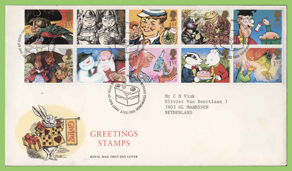 G.B. 1993 Greetings pane on Royal Mail First Day Cover, Bureau