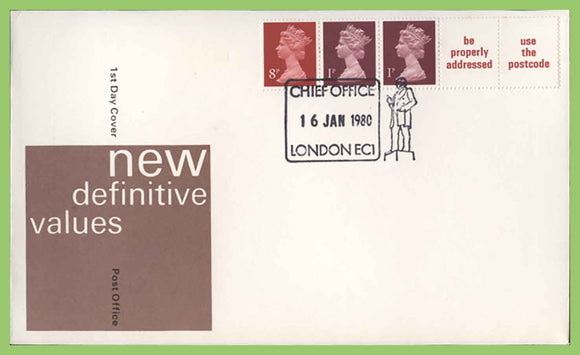 G.B. 1980 10p definitive coil on Post Office First Day Cover, London EC1
