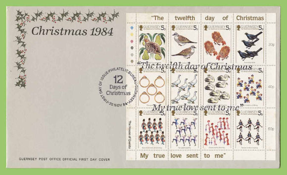 Guernsey 1984 Christmas sheetlet on First Day Cover