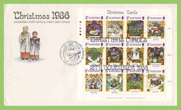 Guernsey 1986 Christmas sheetlet on First Day Cover