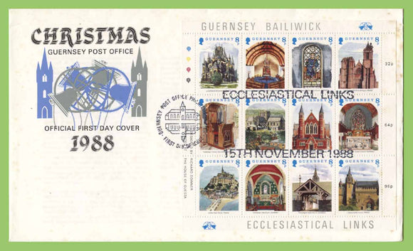 Guernsey 1988 Christmas sheetlet on First Day Cover