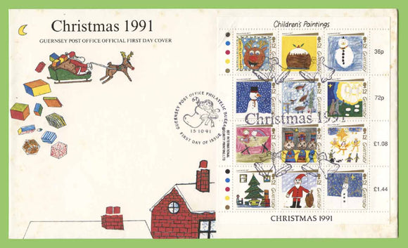 Guernsey 1991 Christmas sheetlet on First Day Cover