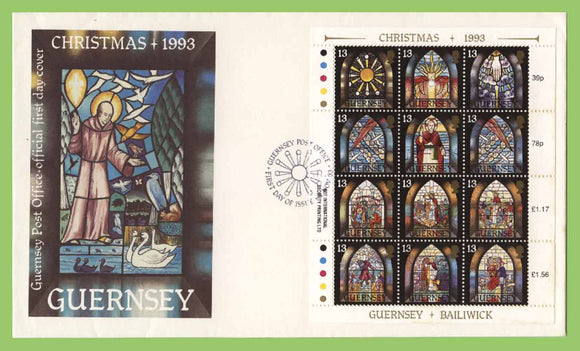 Guernsey 1993 Christmas sheetlet on First Day Cover