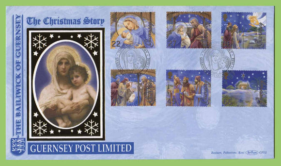 Guernsey 2002 Christmas set on Benham silk First Day Cover
