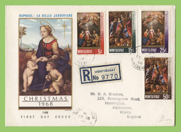 Montserrat 1968 Christmas set on First Day Cover