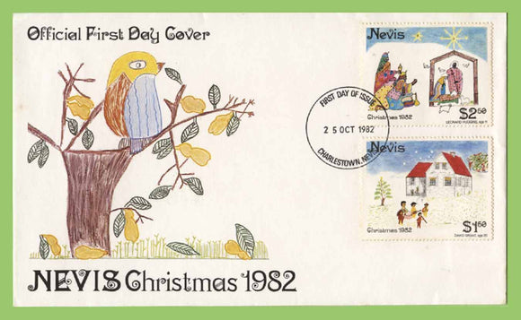 Nevis 1982 Christmas set on First Day Cover