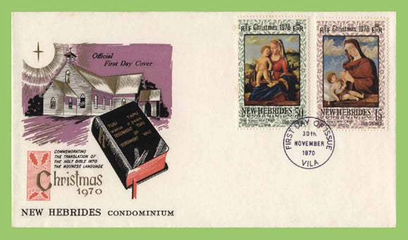 New Hebrides 1970 Christmas set on First Day Cover