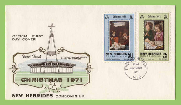New Hebrides 1971 Christmas set on First Day Cover