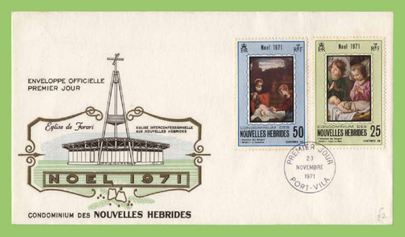 New Hebrides (Fr) 1971 Christmas set on First Day Cover