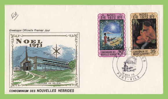 New Hebrides (Fr) 1973 Christmas set on First Day Cover