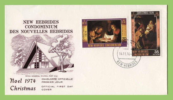 New Hebrides 1974 Christmas set on First Day Cover