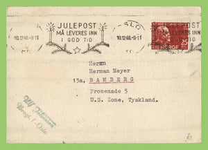 Norway 1948 25o on cover with Christmas machine cancel