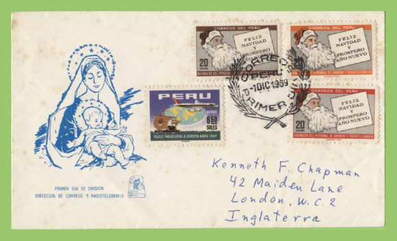 Peru 1969 Christmas set on First Day Cover