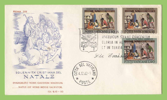 Vatican 1962 Christmas set on First Day Cover