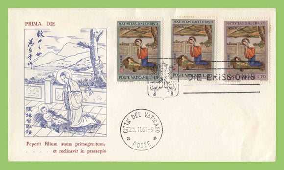Vatican 1961 Christmas set on First Day Cover
