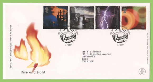 G.B. 2000 Fire & Light set on Royal Mail First Day Cover, Edinburgh