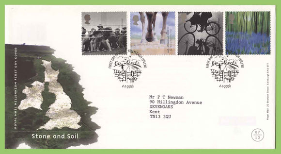 G.B. 2000 Stone & Soil set on Royal Mail First Day Cover, Killyleagh