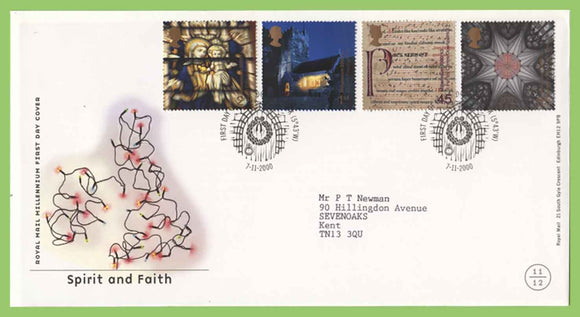 G.B. 2000 Spirit & Faith set on Royal Mail First Day Cover, Downpatrick