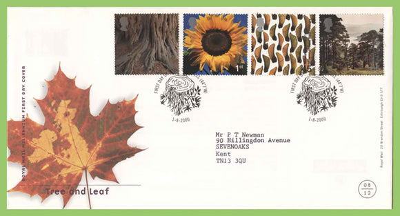 G.B. 2000 Tree & Leaf set on Royal Mail First Day Cover, St Austell