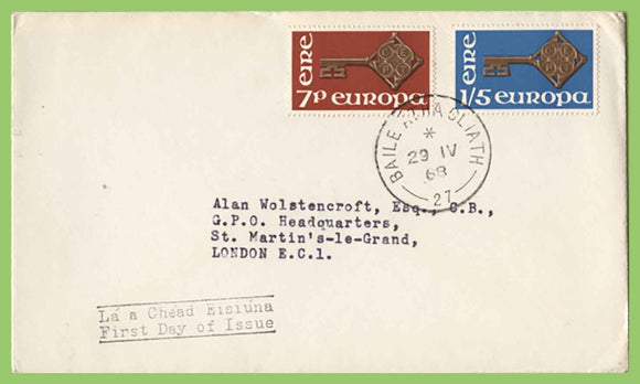 Ireland 1968 Europa set on beige plain First Day Cover