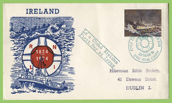 Ireland 1974 150th Anniv of RNLI issue First Day Cover, RNLI special cancel