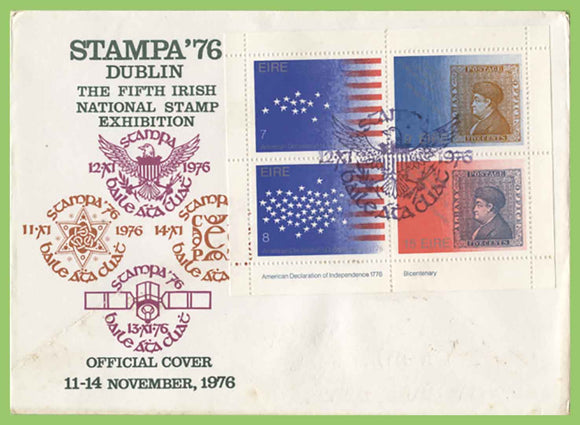 Ireland 1976 Bicentenary of American Revolution M/s on Stampa Exhibition cancel cover