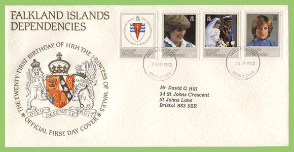 Falkland Island (South Georgia) 1982 Princess Diana 21st Birthday set First Day Cover